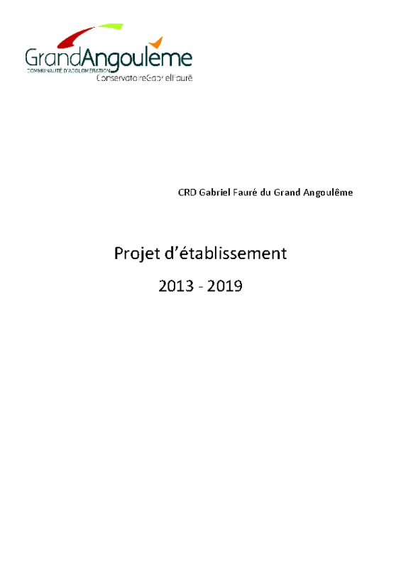 Projet d’établissement 2013-2019